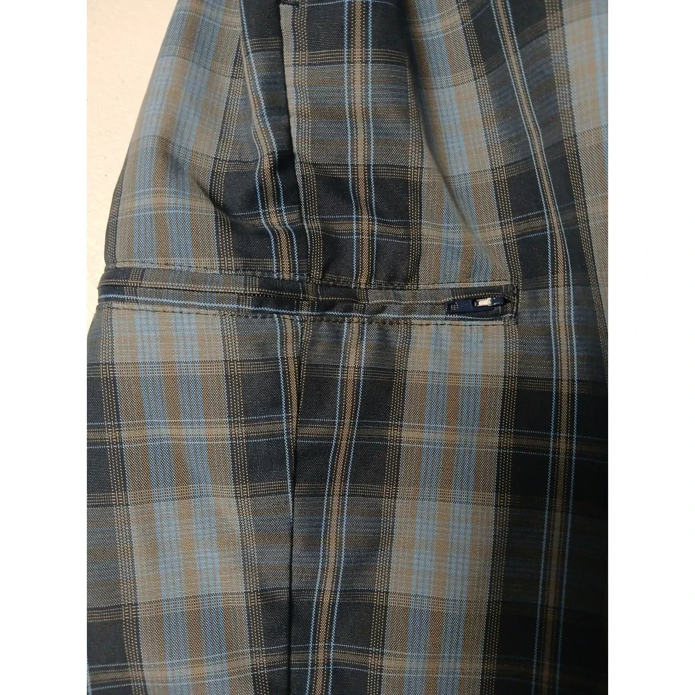 Grand Slam Mens Plaid Golf Shorts Blue Grey Black Size 40 Performance Activewear